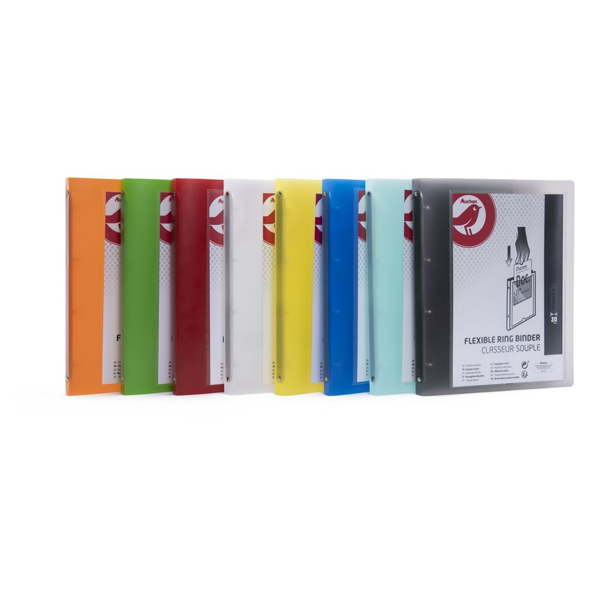 AUCHAN Classeur A4 souple dos 20mm personnalisable orange