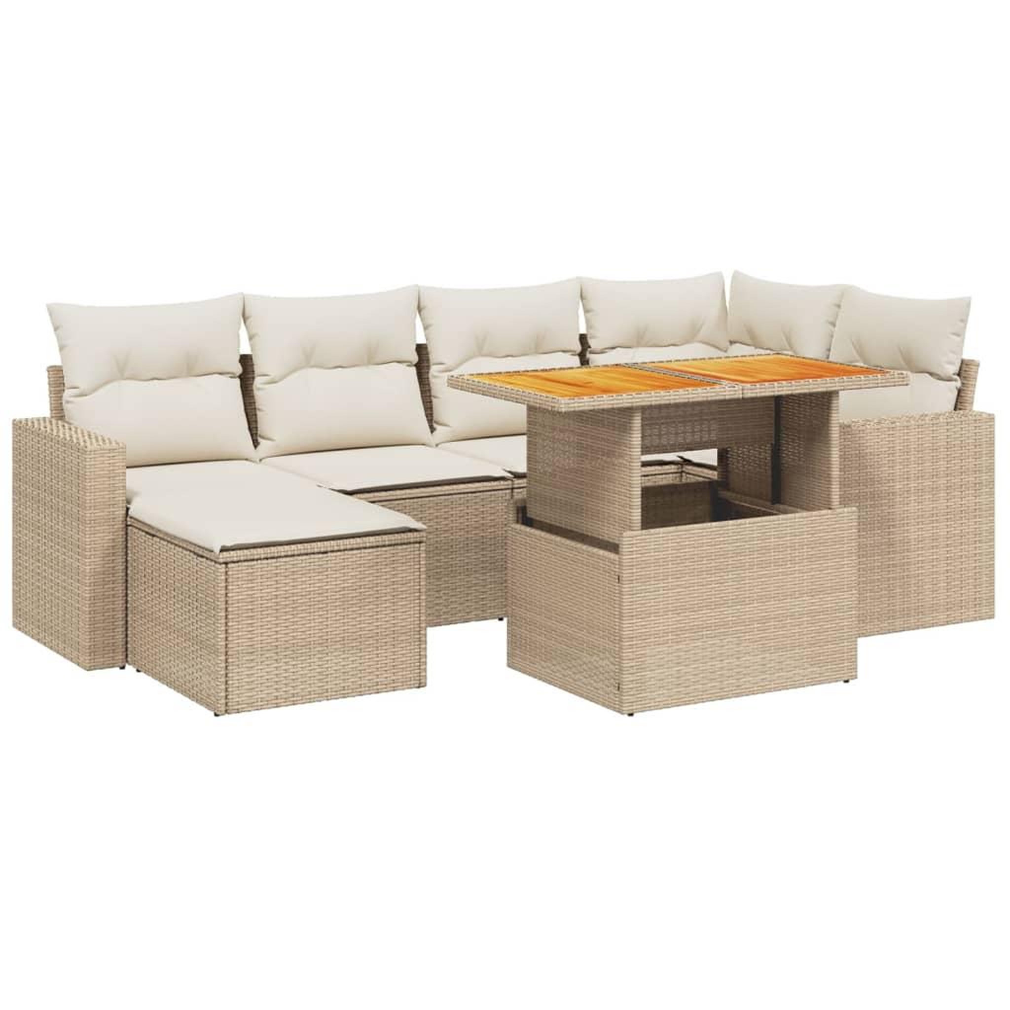 Voir la diapositive 2 : VIDAXL Salon de jardin 11 pcs avec coussins beige resine tressee
