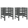 Voir la diapositive 2 : VIDAXL Chaises de jardin lot de 2 gris 61,5x53x71cm bois de pin massif