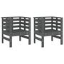 Voir la diapositive 2 : VIDAXL Chaises de jardin lot de 2 gris 61,5x53x71cm bois de pin massif