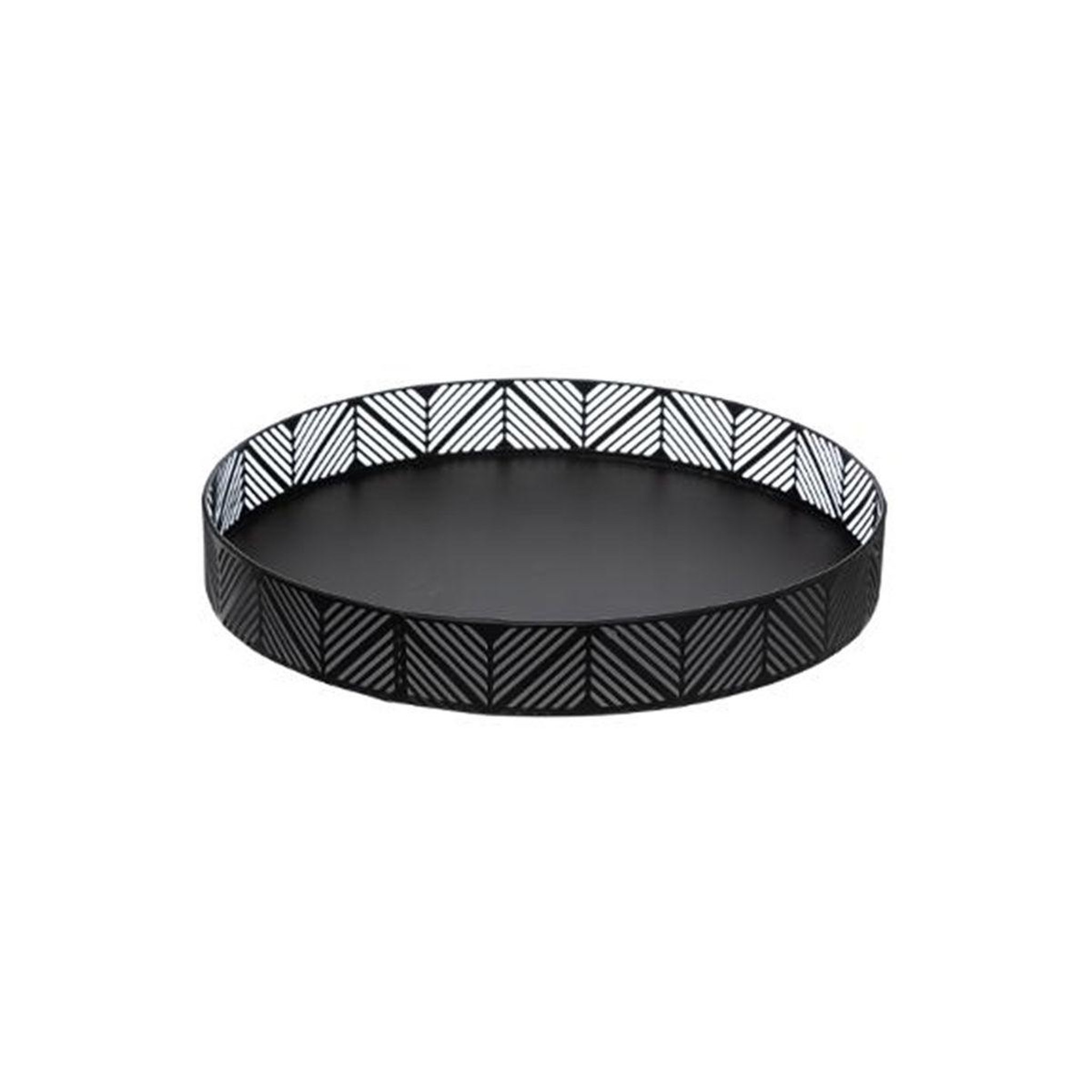SECRET DE GOURMET Plateau de service en métal  frise  30cm noir