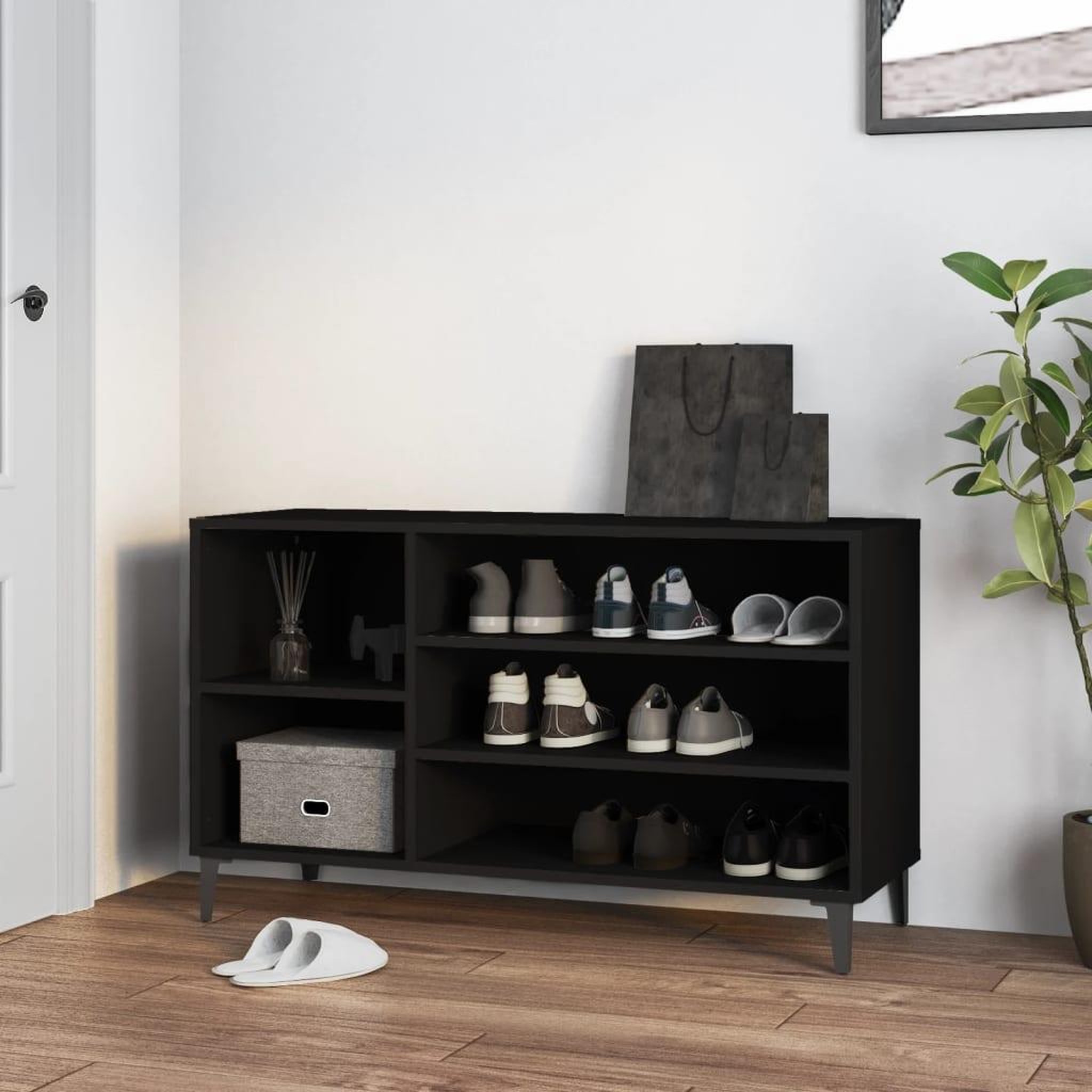 Voir la diapositive 1 : VIDAXL Armoire a chaussures Noir 102x36x60 cm Bois d'ingenierie