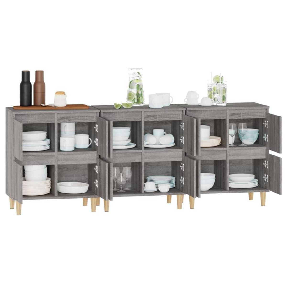 VIDAXL Buffets 3 pcs sonoma gris 60x35x70 cm bois d'ingenierie