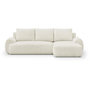 Voir la diapositive 1 : MARKET24 Canapé d'angle droit convertible 4/5 places MILO - Tissu bouclette beige clair - Coffre de rangement - L 264 x H 84 x P 99/145