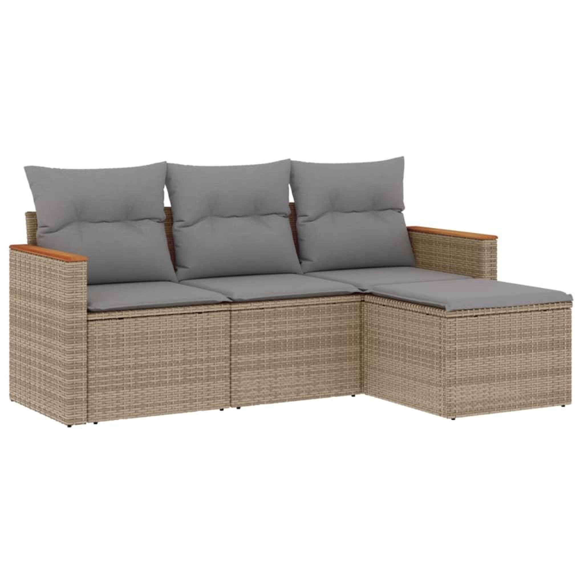 Voir la diapositive 2 : VIDAXL Salon de jardin avec coussins 4 pcs beige resine tressee