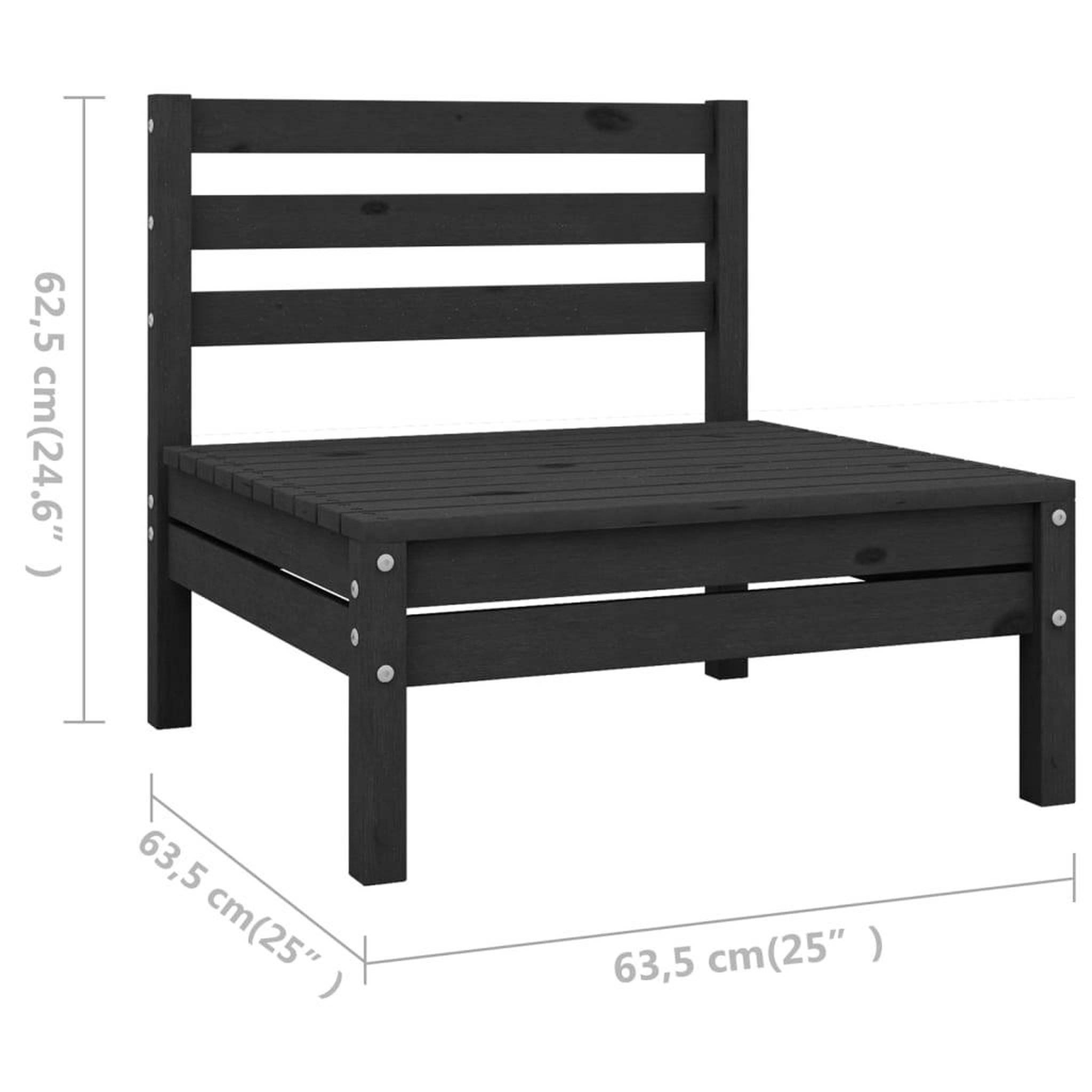 Voir la diapositive 6 : VIDAXL Salon de jardin 6 pcs Bois de pin massif Noir