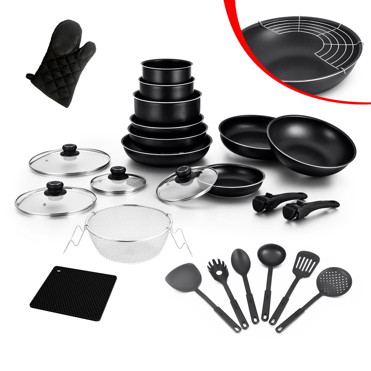 Fortus Batterie de cuisine 25 pièces en aluminium