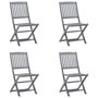 Voir la diapositive 3 : VIDAXL Chaises pliables d'exterieur lot de 4 et coussins Bois d'acacia
