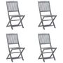 Voir la diapositive 3 : VIDAXL Chaises pliables d'exterieur lot de 4 et coussins Bois d'acacia