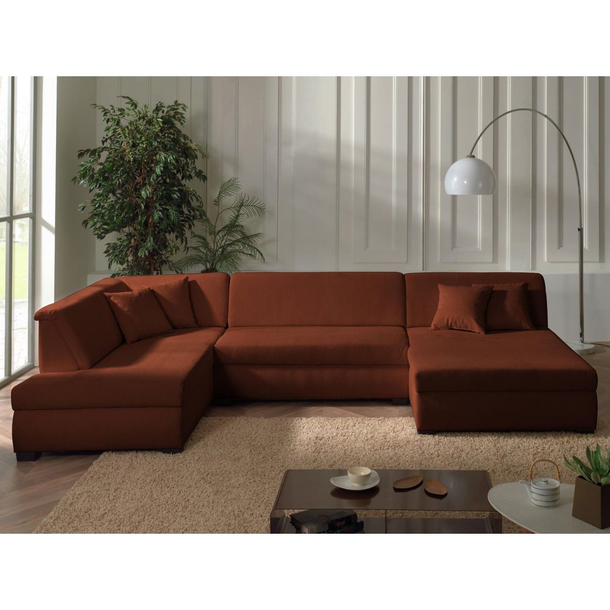 LISA DESIGN Malcom - canapé panoramique d'angle gauche - en velours côtelé