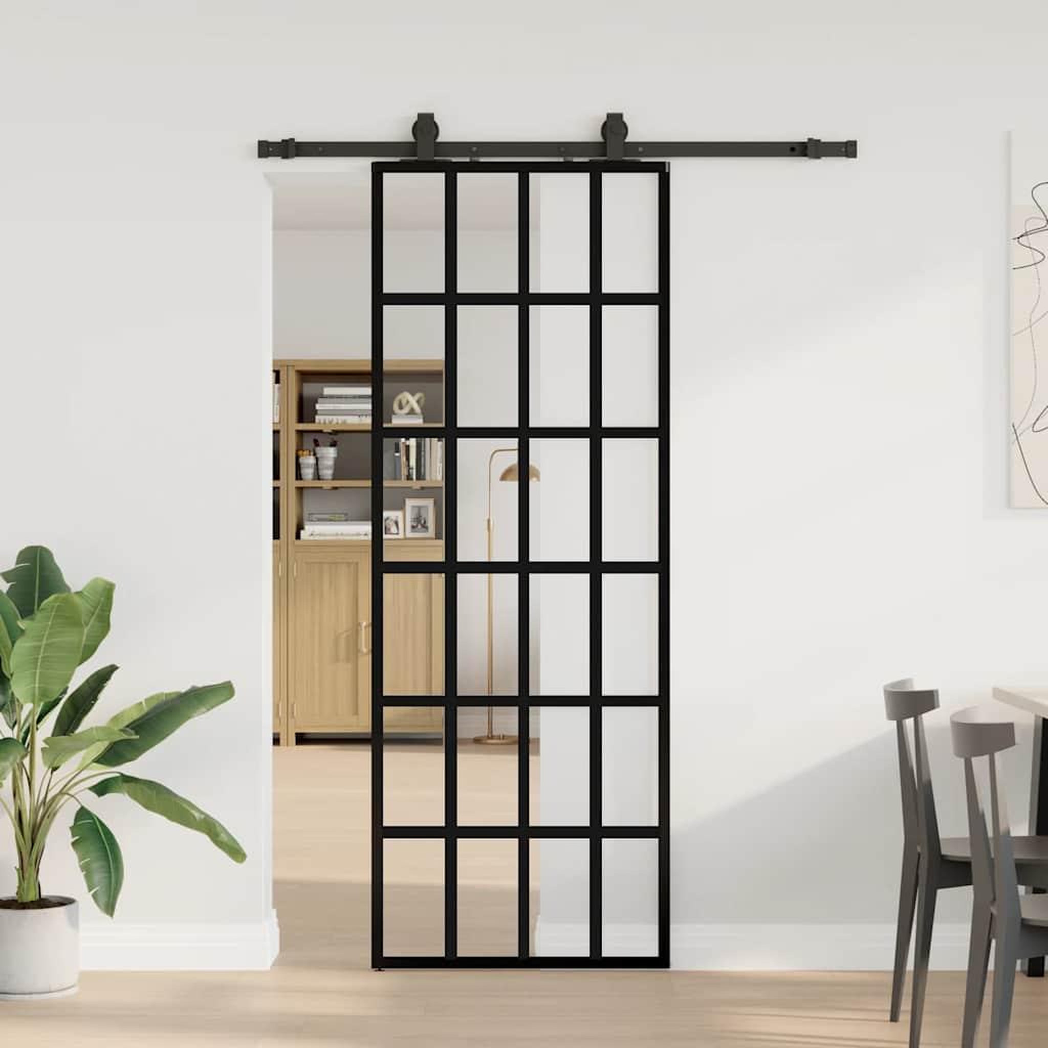 VIDAXL Porte coulissante kit de quincaillerie noir 76x205 cm verre ESG