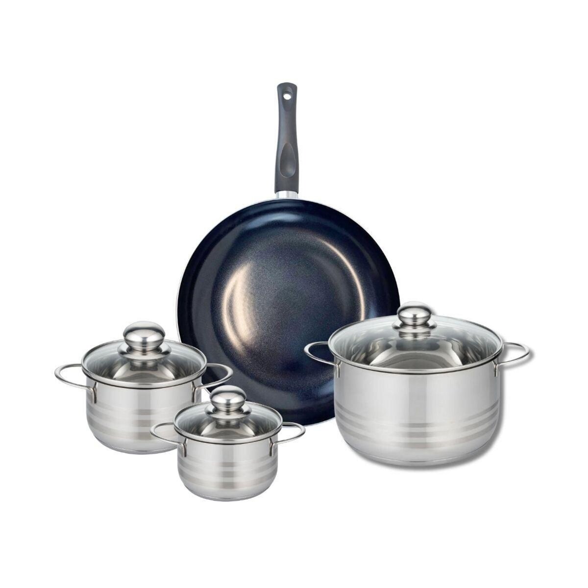 ELO Ensemble de 1 Poêle de cuisson 32 cm et 3 faitouts 14, 16 et 24 cm Elo Prima Brillant