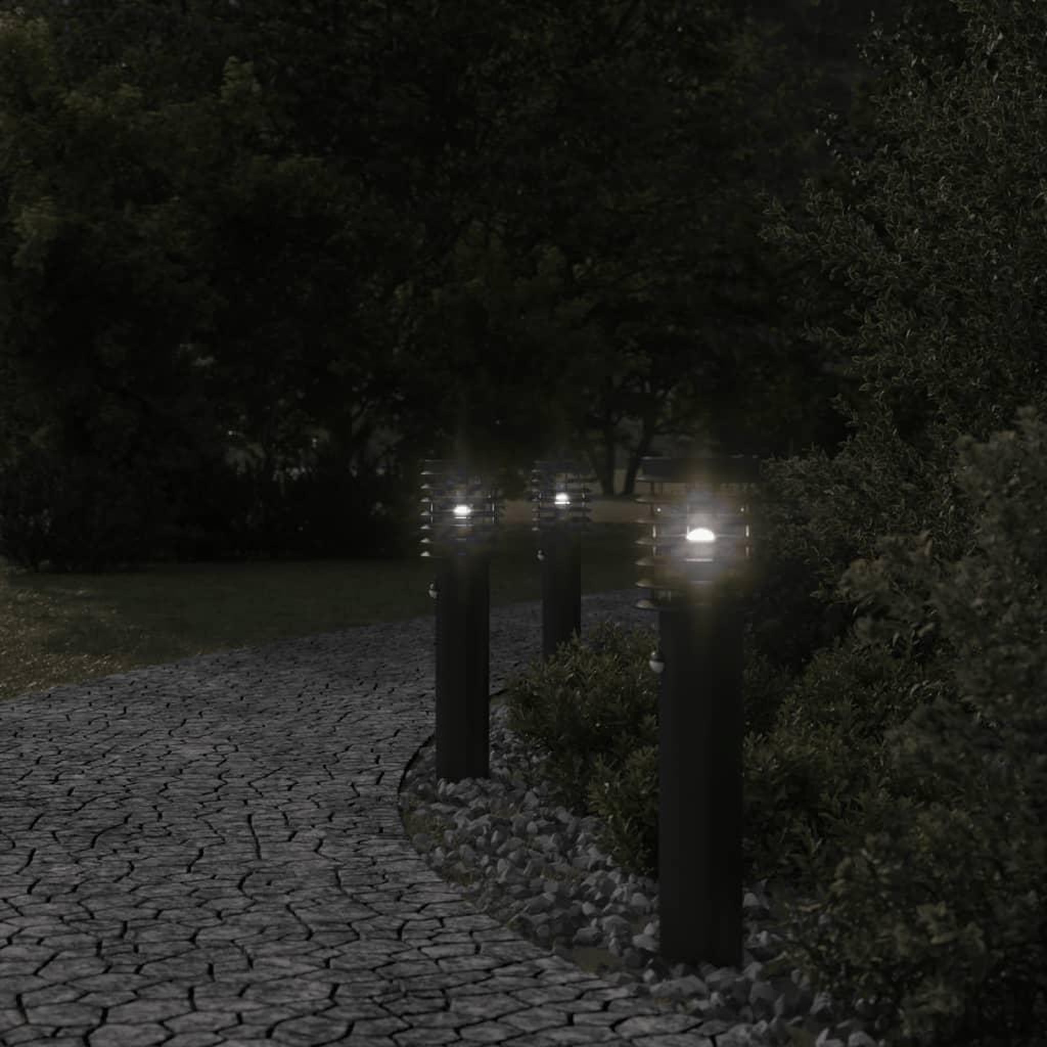 Voir la diapositive 3 : VIDAXL Lampadaire d'exterieur avec capteur noir 60 cm acier inoxydable