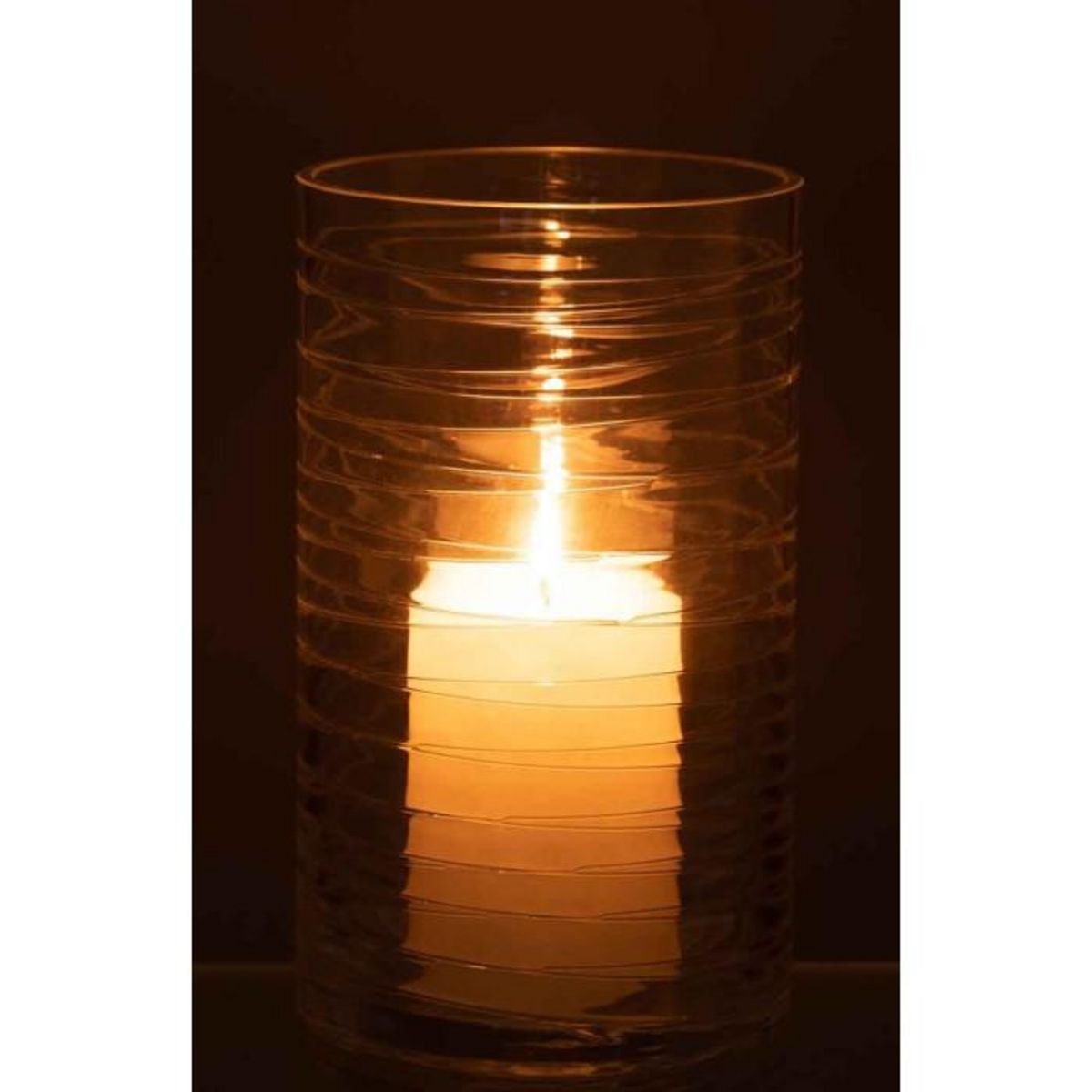 Paris Prix Photophore Design  Lignes Verre  22cm Transparent