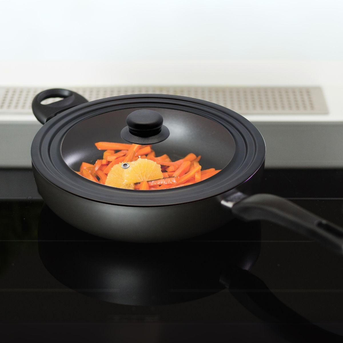 ELO Couvercle en verre 24/26/28 cm et acier au carbone Elo