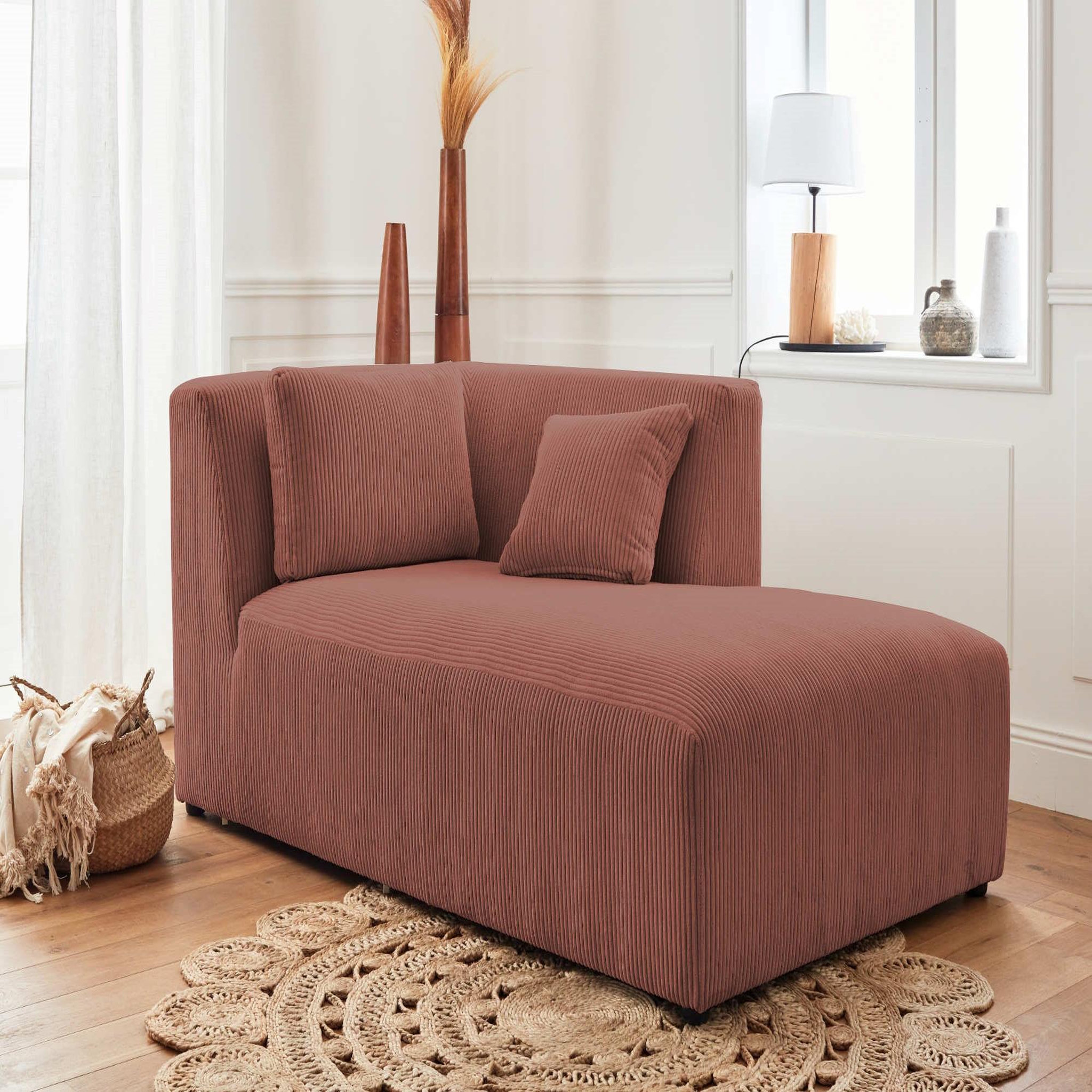 Voir la diapositive 5 : LISA DESIGN Victoire - canapé modulable d'angle droit - 5 places - en velours côtelé