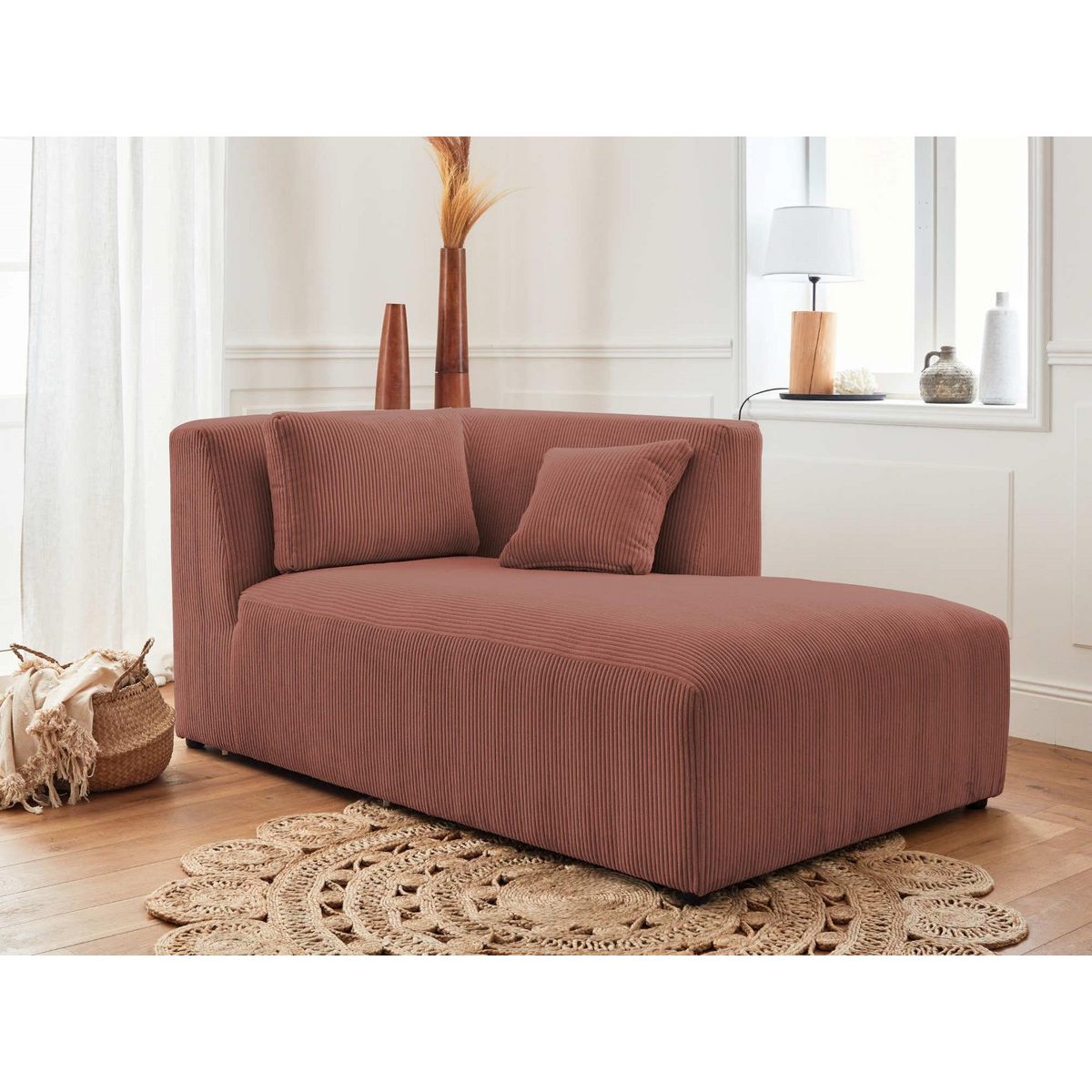 LISA DESIGN Victoire - canapé modulable d'angle droit - 5 places - en velours côtelé