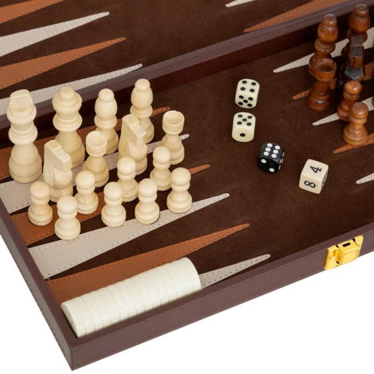 ATMOSPHERA Jeu de Backgammon & d'Échec  Jule  40cm Marron