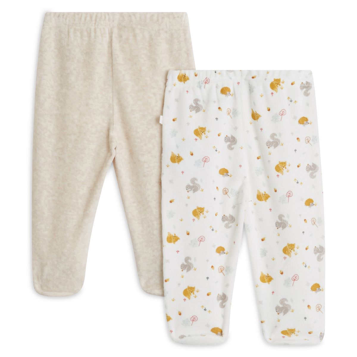 INEXTENSO Lot de 2 pantalons velours de naissance renards bébé