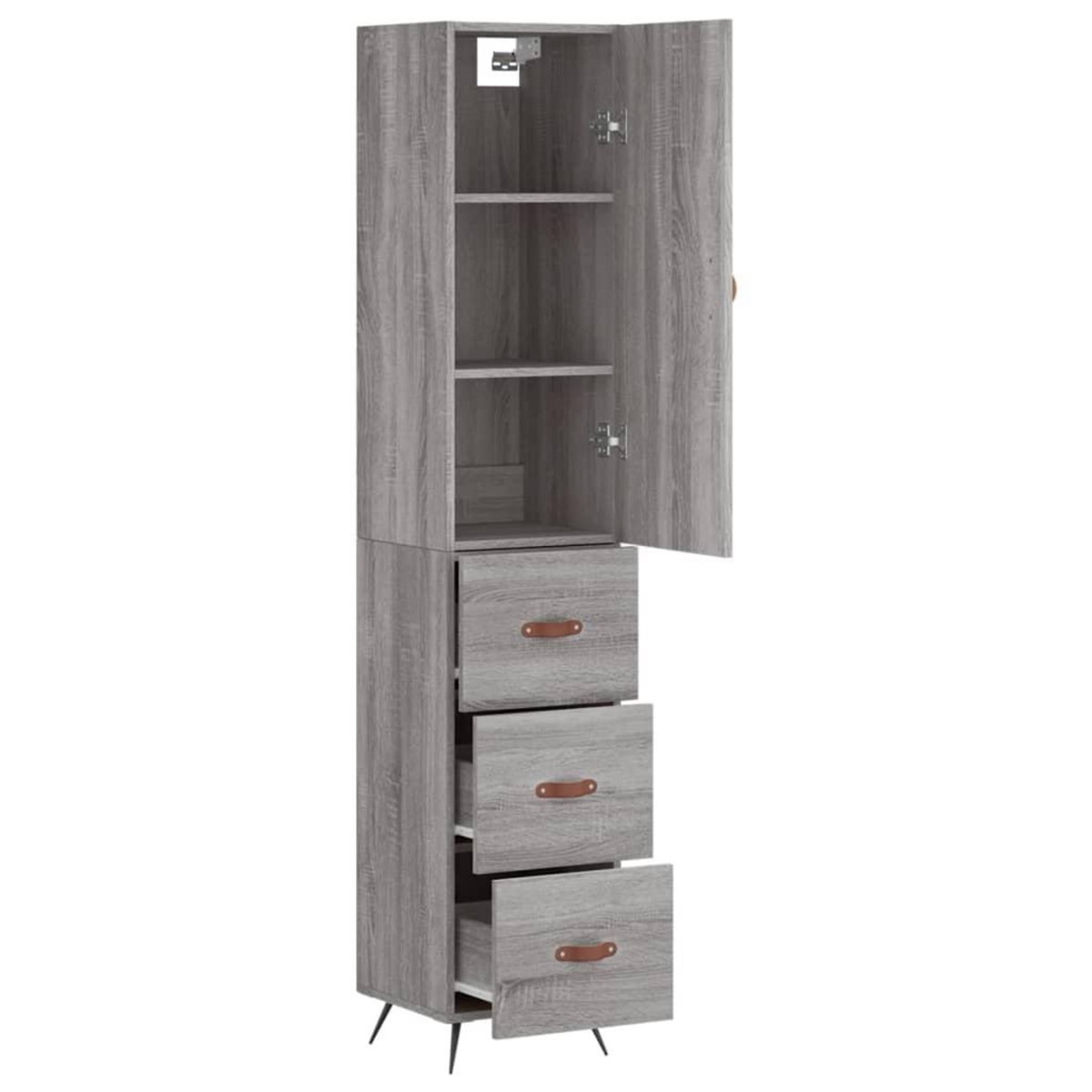 VIDAXL Buffet haut Sonoma gris 34,5x34x180 cm Bois d'ingenierie