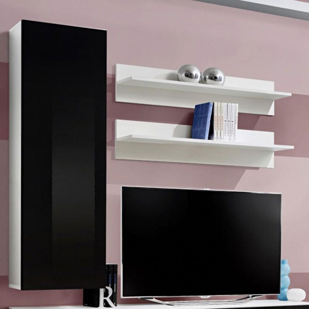 Paris Prix Meuble TV Mural Design  Fly I  170cm Noir & Blanc