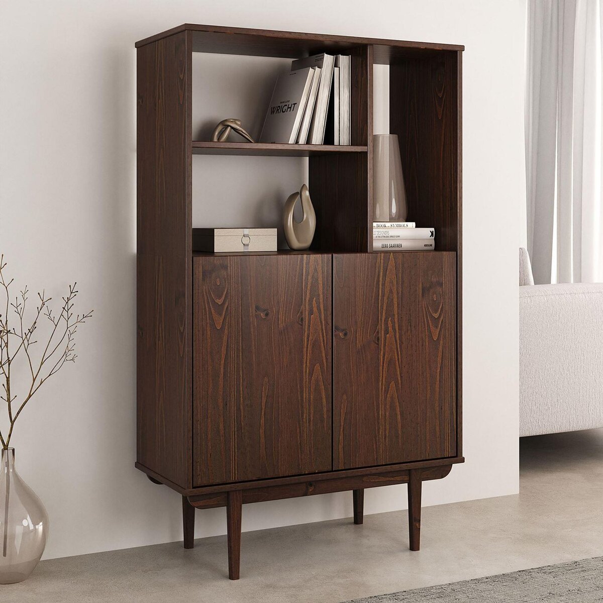 IDIMEX Buffet haut SIMONA H 133 cm en bois massif