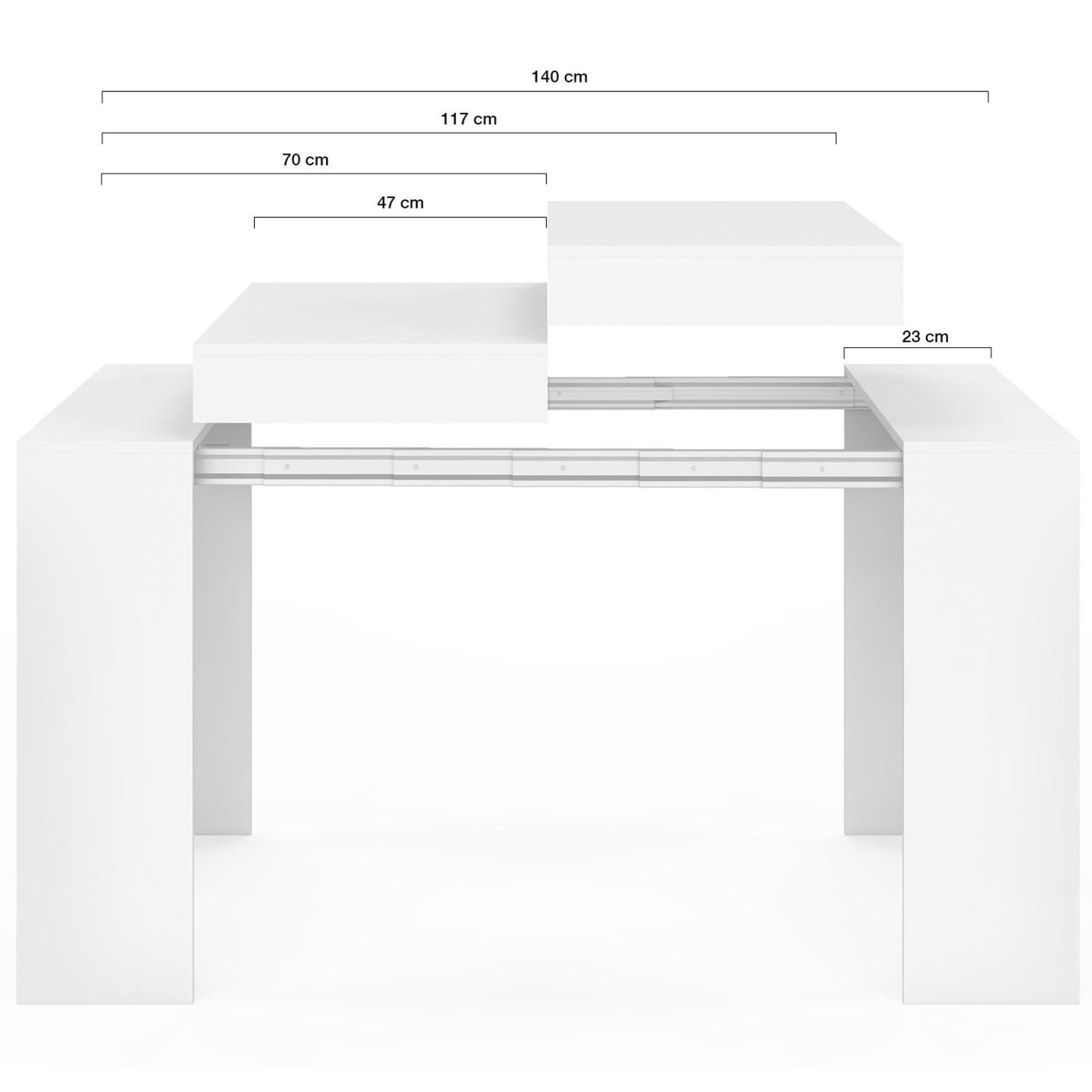 Voir la diapositive 4 : ID MARKET Table console extensible orlando 6 personnes 140 cm bois blanc