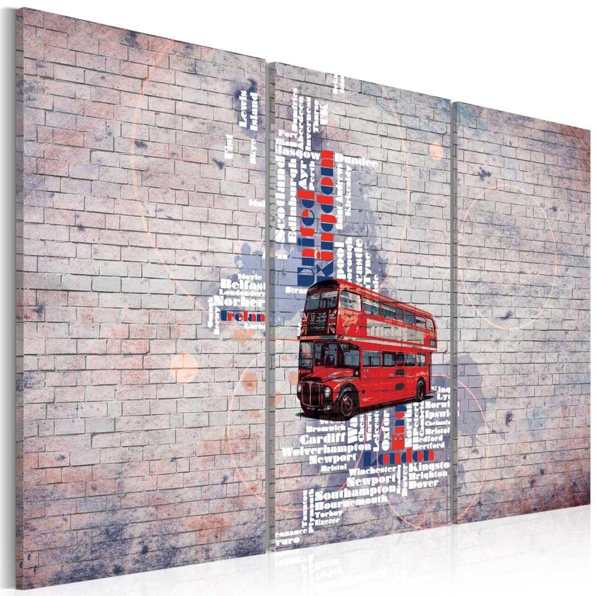 Paris Prix Tableau 3 Panneaux  Autour de la Grande Bretagne en Routemaster