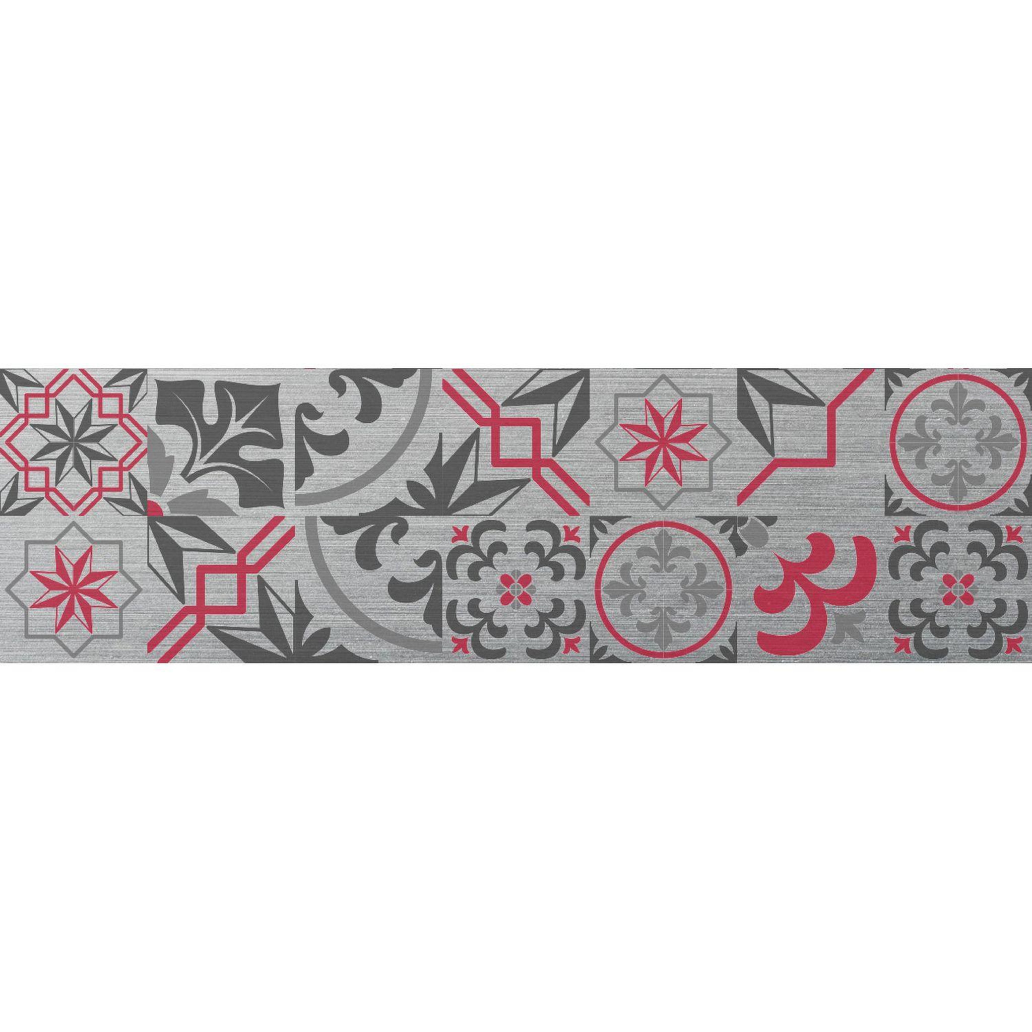 HABITABLE Crédence adhésive en alu carreaux ciment - l. 20 x l. 90 cm - gris