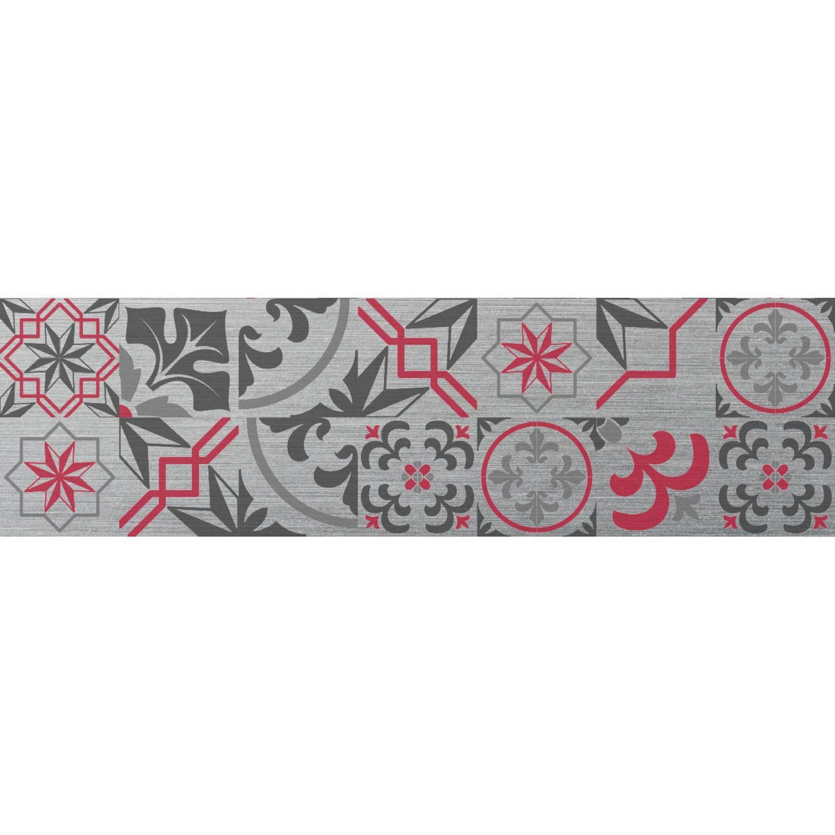 HABITABLE Crédence adhésive en alu Carreaux ciment - L. 20 x l. 90 cm - Gris