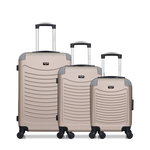 WAVE PARIS WAVE PARIS - Lot de 3 - Valise Weekend, valise cabine et valise cabine XXS CONGO. Coloris disponibles : Gris, Rose, Noir, Bleu, Beige