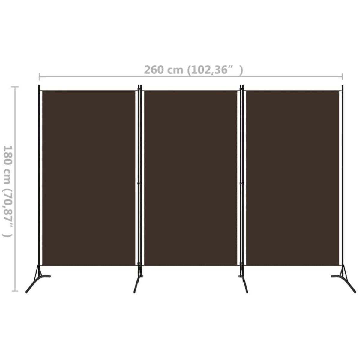 VIDAXL Cloison de separation 3 panneaux Marron 260x180 cm