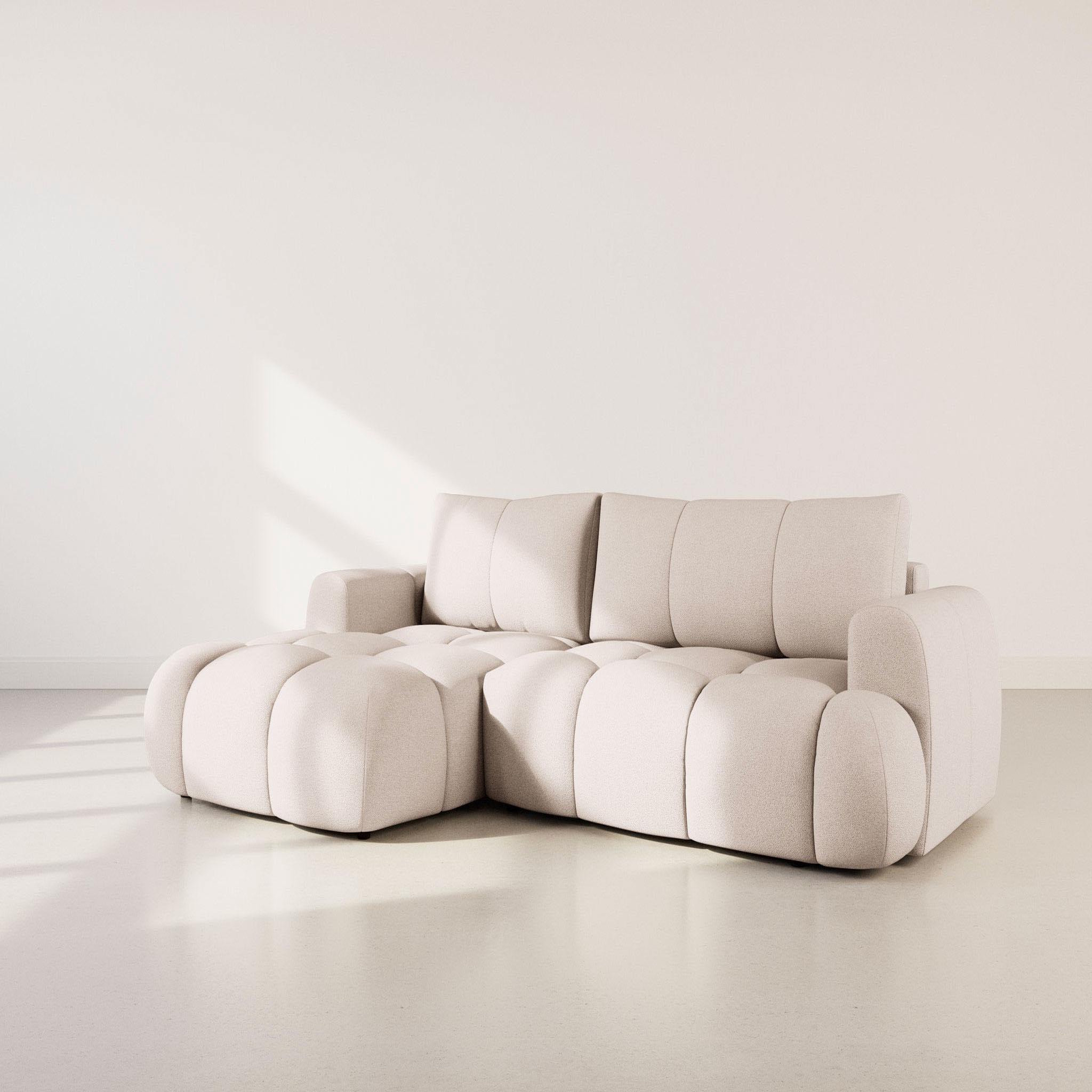 Voir la diapositive 3 : BEST MOBILIER Yulin - canapé d'angle gauche 4 places convertible avec coffre en tissu bouclette