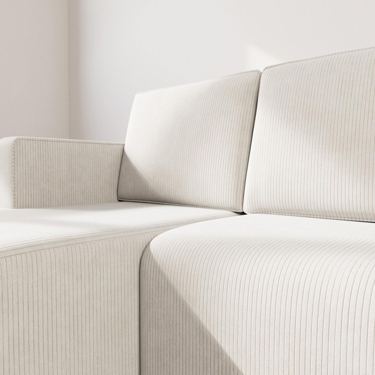 BEST MOBILIER Topaze - canapé d'angle gauche 4 places convertible avec coffre en velours côtelé