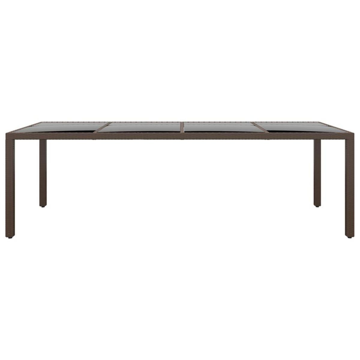 VIDAXL Table de jardin avec dessus en verre marron resine tressee