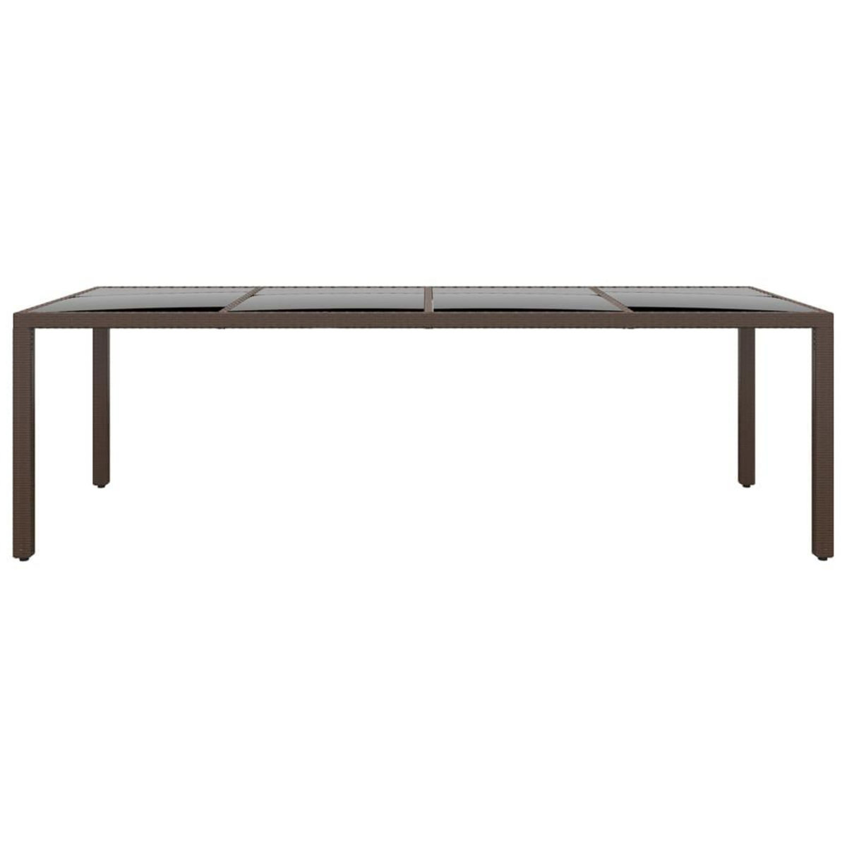 VIDAXL Table de jardin avec dessus en verre marron resine tressee