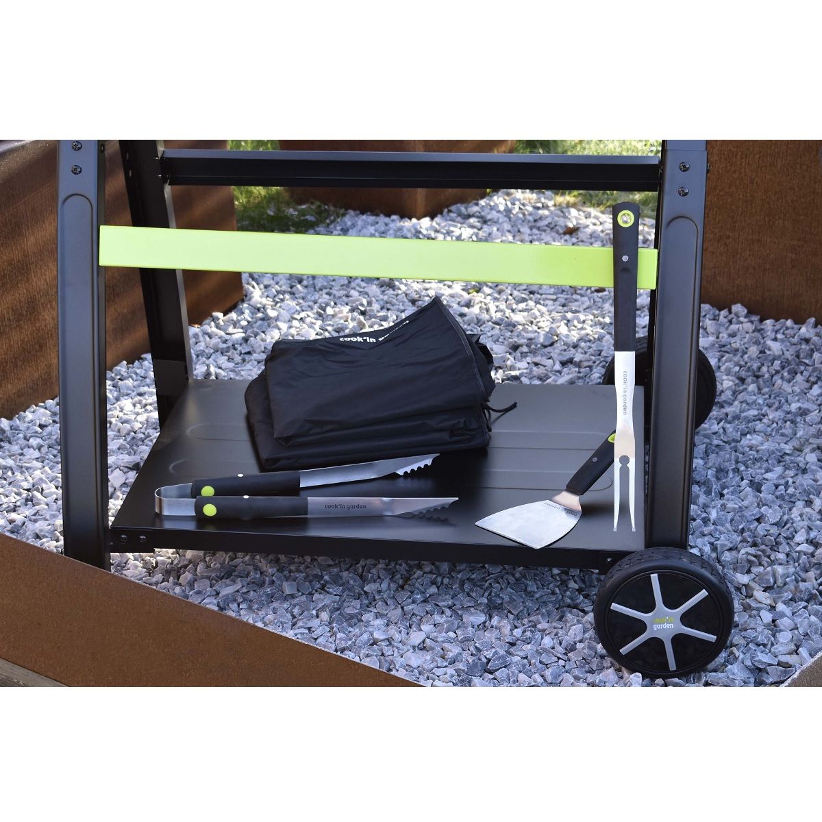 COOK'IN GARDEN Barbecue charbon de bois en acier + accessoires + housse TONINO 