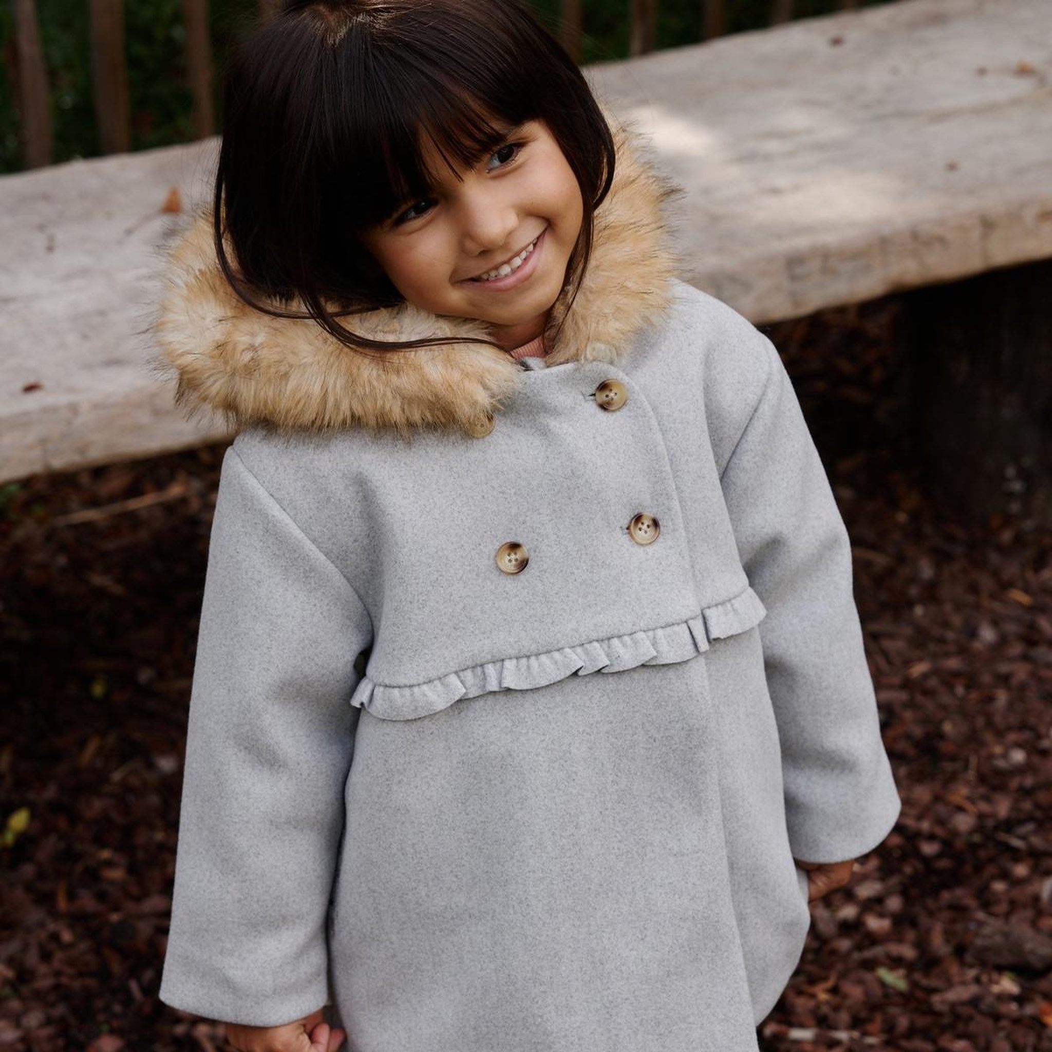 Voir la diapositive 6 : PETIT BEGUIN Manteau enfant avec capuche Jeanne