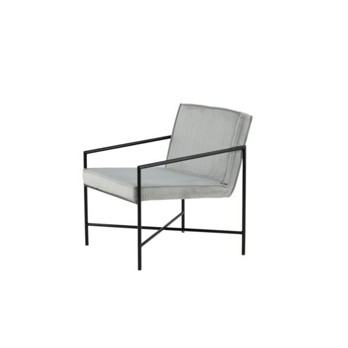 Paris Prix Fauteuil Design Velours Côtelé  Rakel  78cm Gris