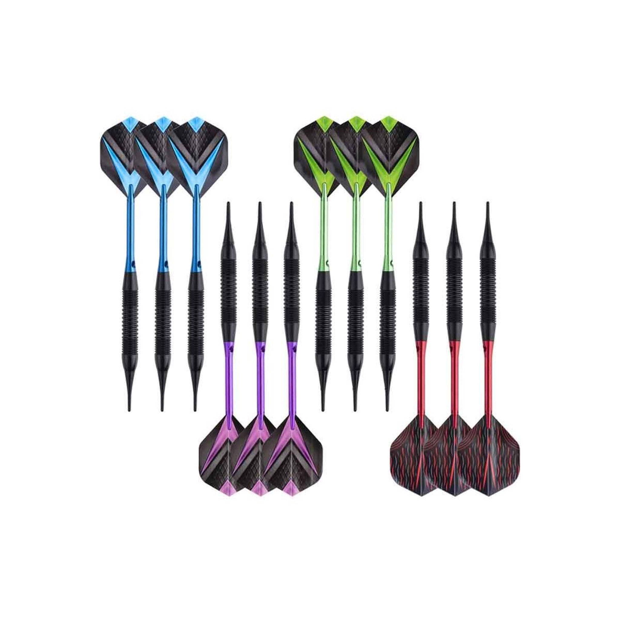 Voir la diapositive 2 : DE FAUGERES Jeu de 12 fléchettes à pointe plastique  pura  15cm multicolore
