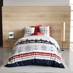 Les Ateliers du Linge Parure de housse de couette 100% coton 57fils babord. Coloris disponibles : Bleu