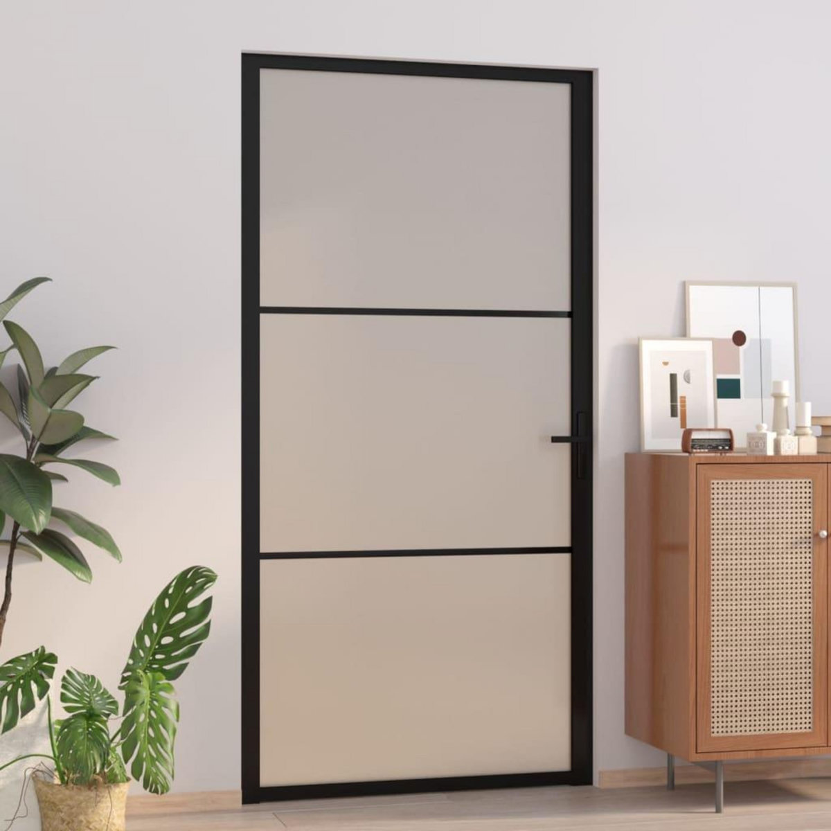 VIDAXL Porte interieure 102,5x201,5 cm Noir Verre mat et aluminium