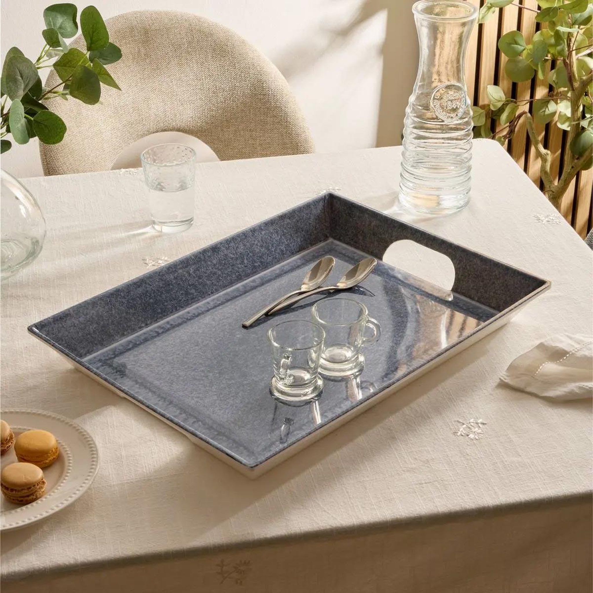 Voir la diapositive 2 : SECRET DE GOURMET Plateau de service en mélamine  fanny  46cm bleu
