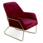 Paris Prix Fauteuil Design en Velours  Baldy  84cm Rouge & Or