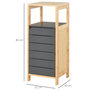 Voir la diapositive 3 : HOMCOM Meuble colonne rangement salle de bain style cosy dim. 32L x 30l x 80H cm porte étagères niche bambou gris