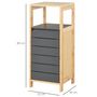 Voir la diapositive 3 : HOMCOM Meuble colonne rangement salle de bain style cosy dim. 32L x 30l x 80H cm porte étagères niche bambou gris