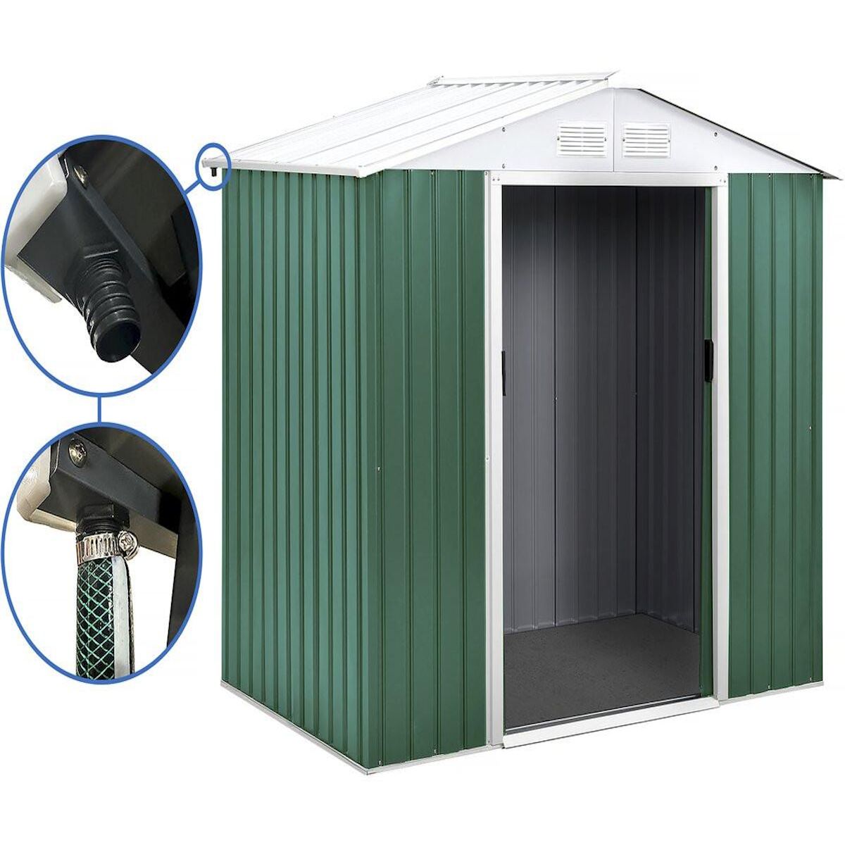 Habitat et Jardin Abri de jardin métal -  Rosas   -  2,71 m² avec gouttière - Vert