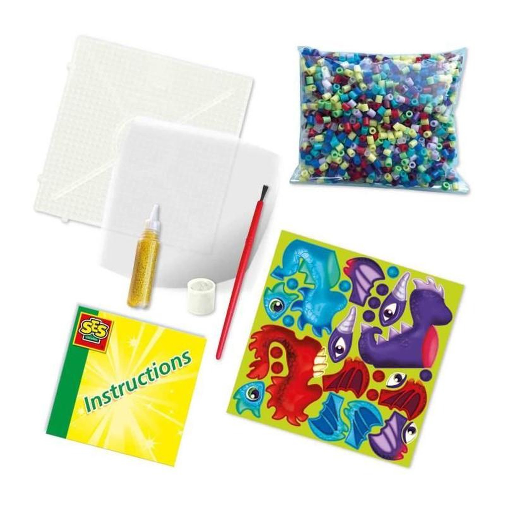 Voir la diapositive 5 : SES Creative Perles a repasser - Dragons - SES CREATIVE - Fabrique 3 types de dragons en 3D.