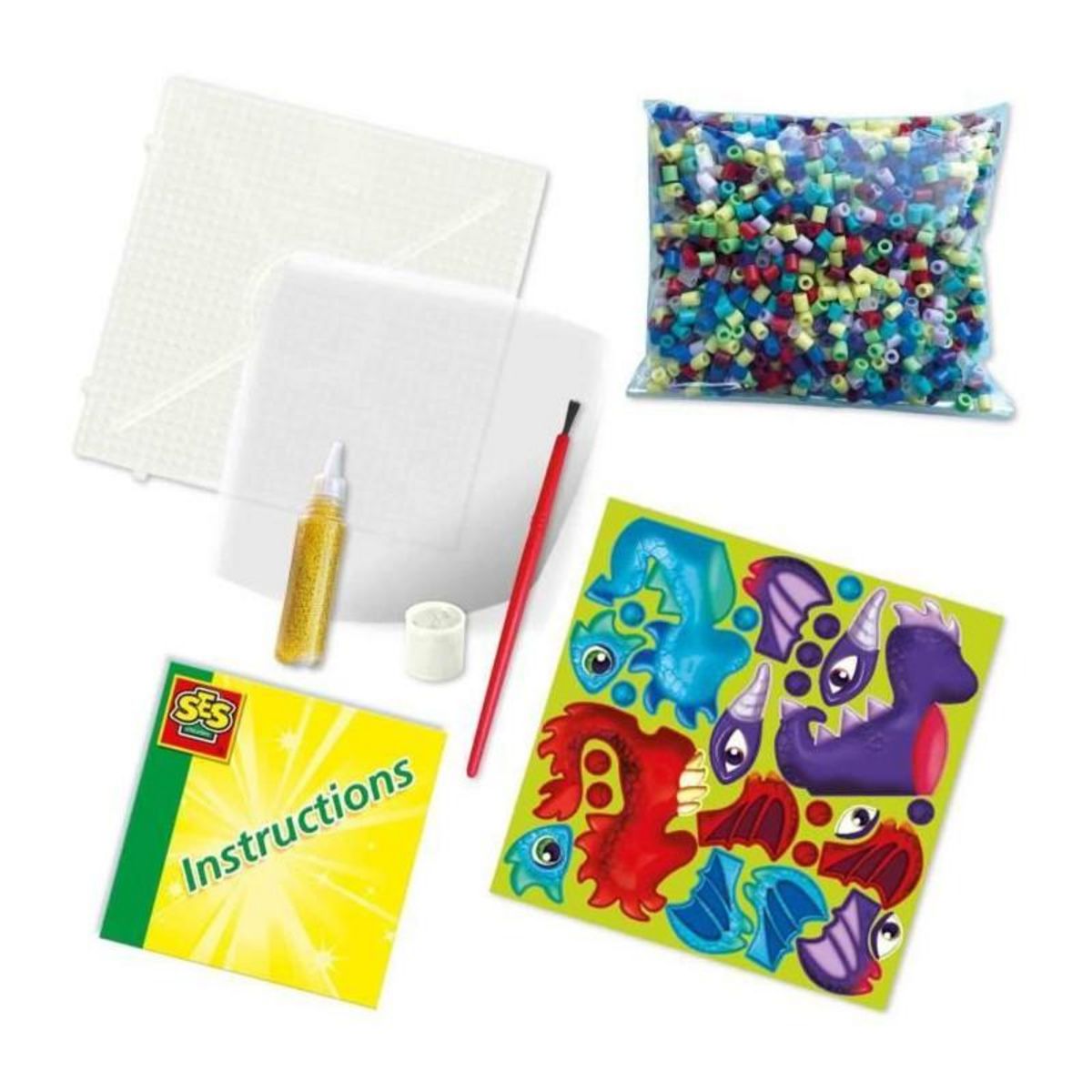 SES Creative Perles a repasser - Dragons - SES CREATIVE - Fabrique 3 types de dragons en 3D.