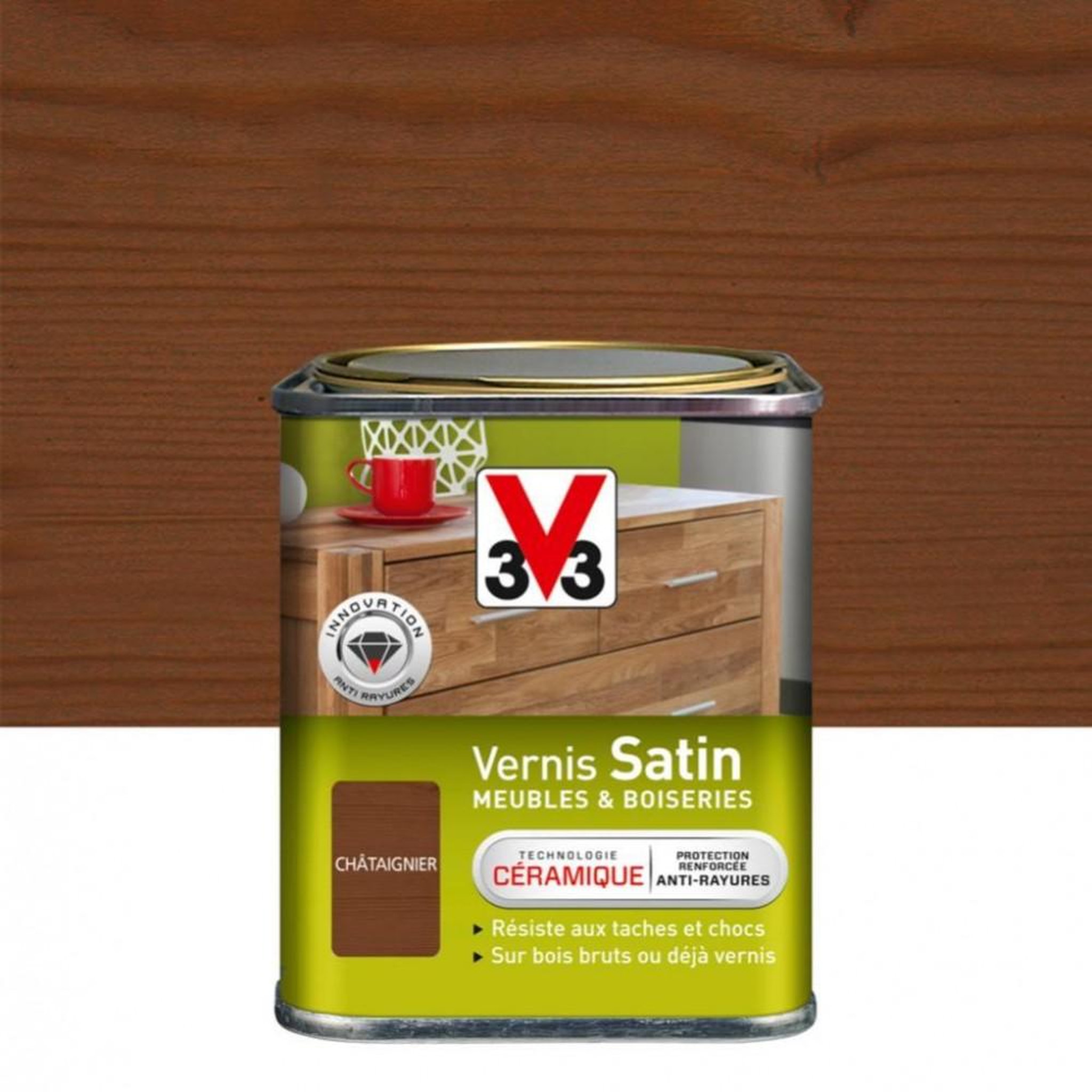 CENTRALE BRICO Vernis meuble et objet V33, châtaignier satiné, 0.25l